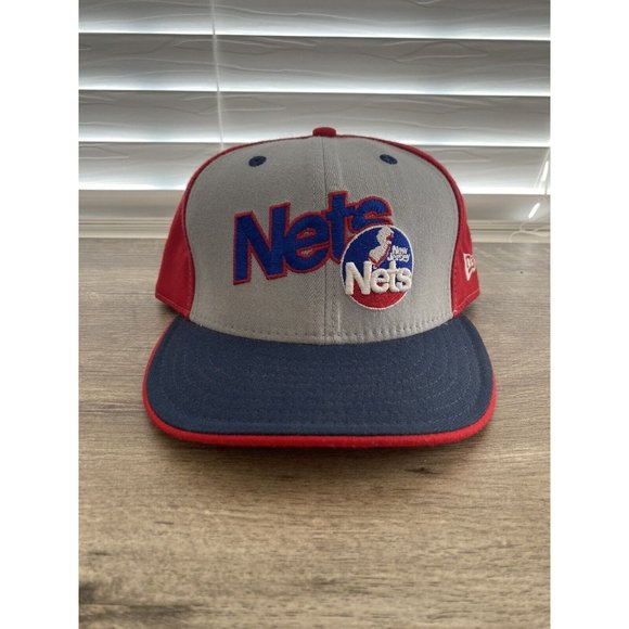 Vintage New Jersey Nets hat cap fitted 7 3/8 New Era 59Fifty gray red wool Y2K - Picture 1 of 11